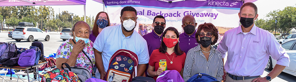 Kinecta Volunteers, Maxine Waters and Keith Sultemeier 
