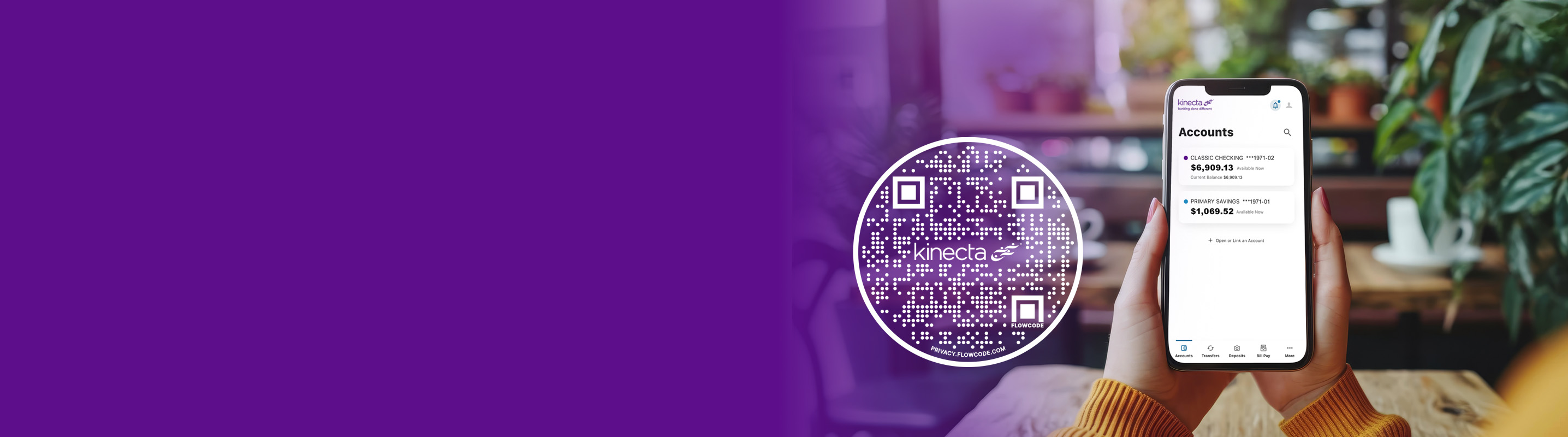 individual holding a mobile phone using digital banking