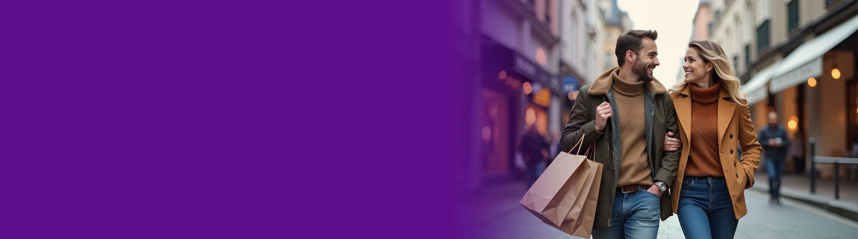 couple walking in the street shopping