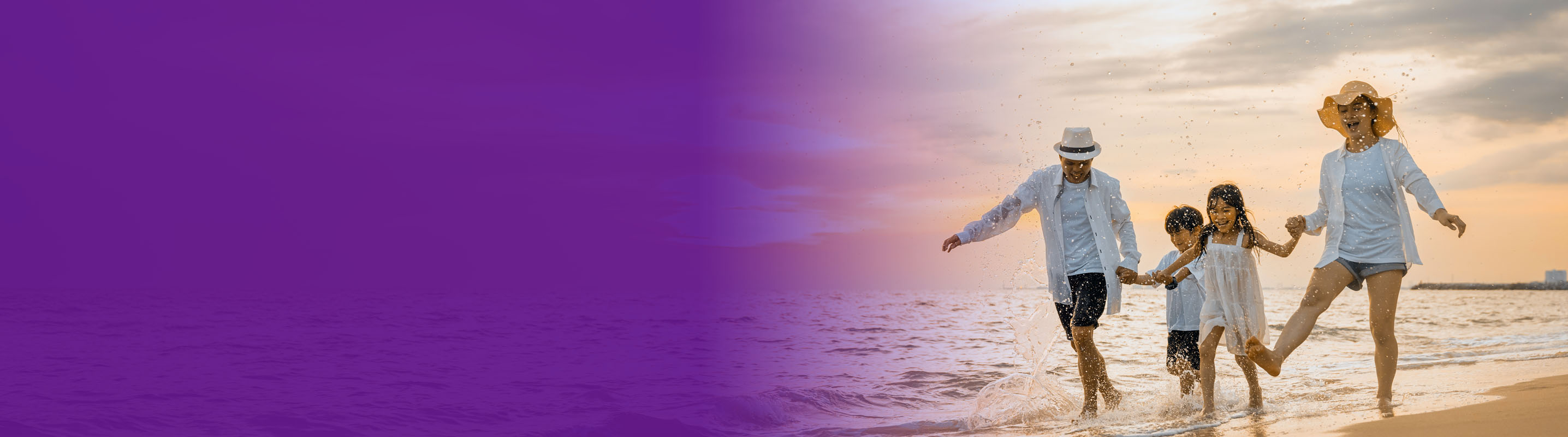 family enjoying their vacation on the beach