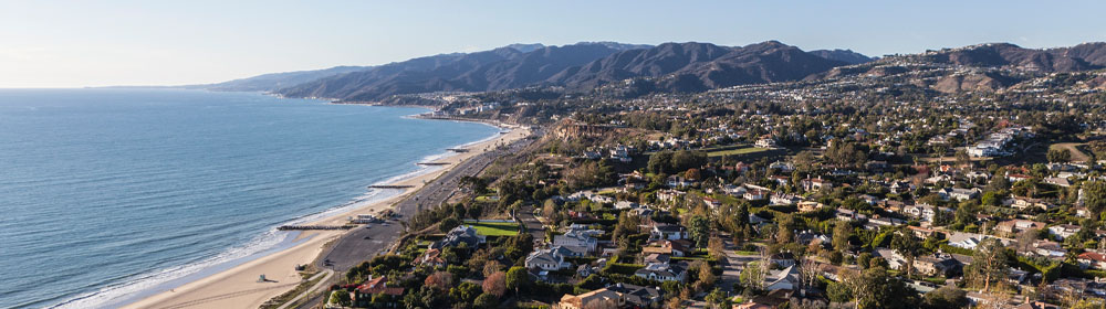 Bird's eye view of the Los Angeles coastline.
