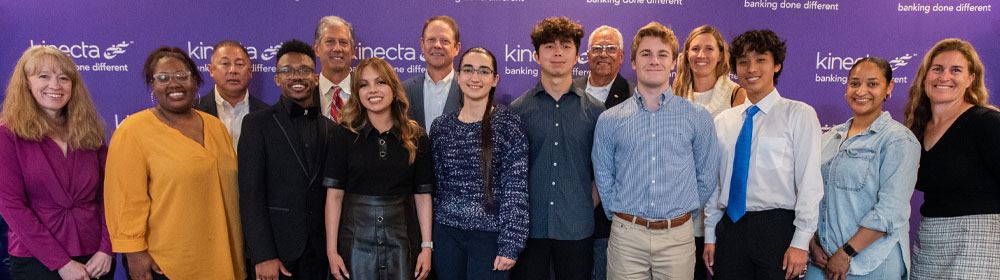 Scholarship and grant winners pose for a group picture.